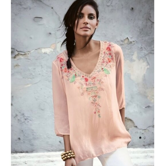 Johnny Was Priscilla Embroidered V-Neck Tunic Blouse Top Boho Bohemian Size 3X - Picture 1 of 11